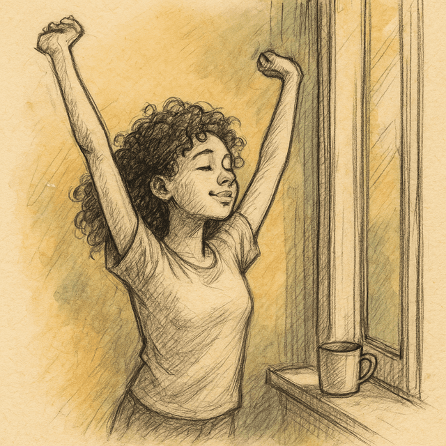 A peaceful morning ritual, symbolizing a fresh start