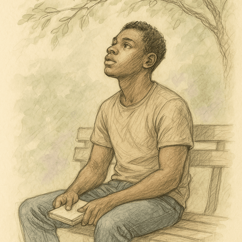 A human and an AI companion side by side, illustrating our human-first philosophy