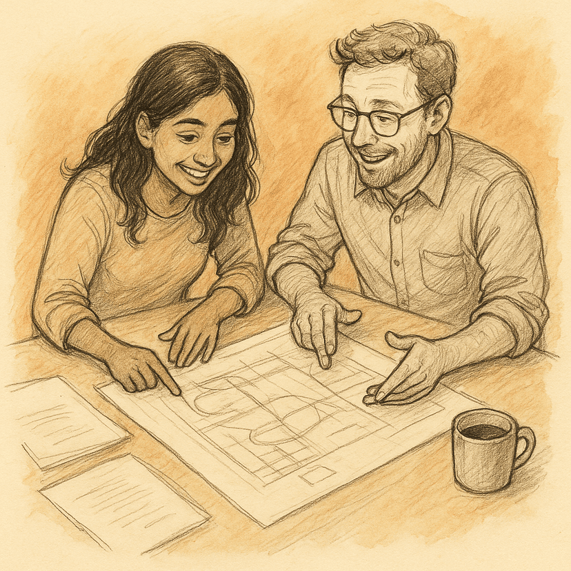 A small team collaborating on craft, illustrating our service offerings